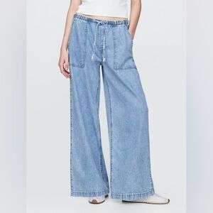 GAP High Rise UltraSoft Easy Baggy Jeans Light Wash Wide Leg Womens Medium